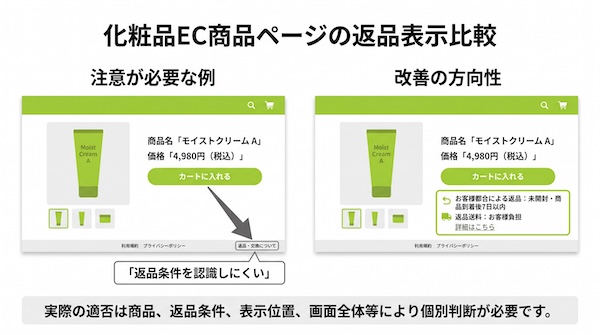 EC商品ページにおける返品特約の注意例と表示改善の方向性